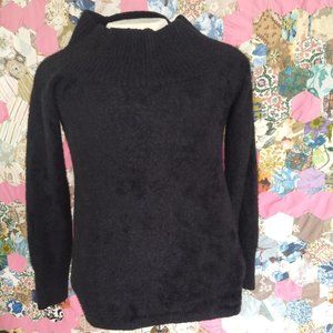 Loft Cowl Neck Sweater Black "Fuzzy"